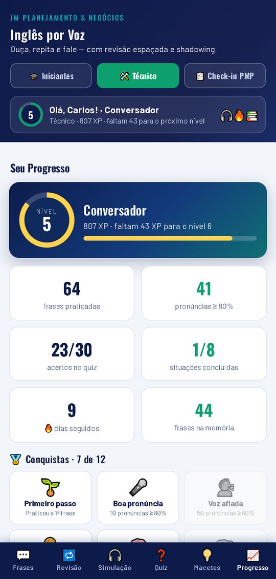 Níveis e conquistas