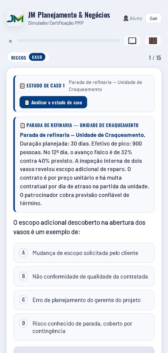Questão de simulado com estudo de caso